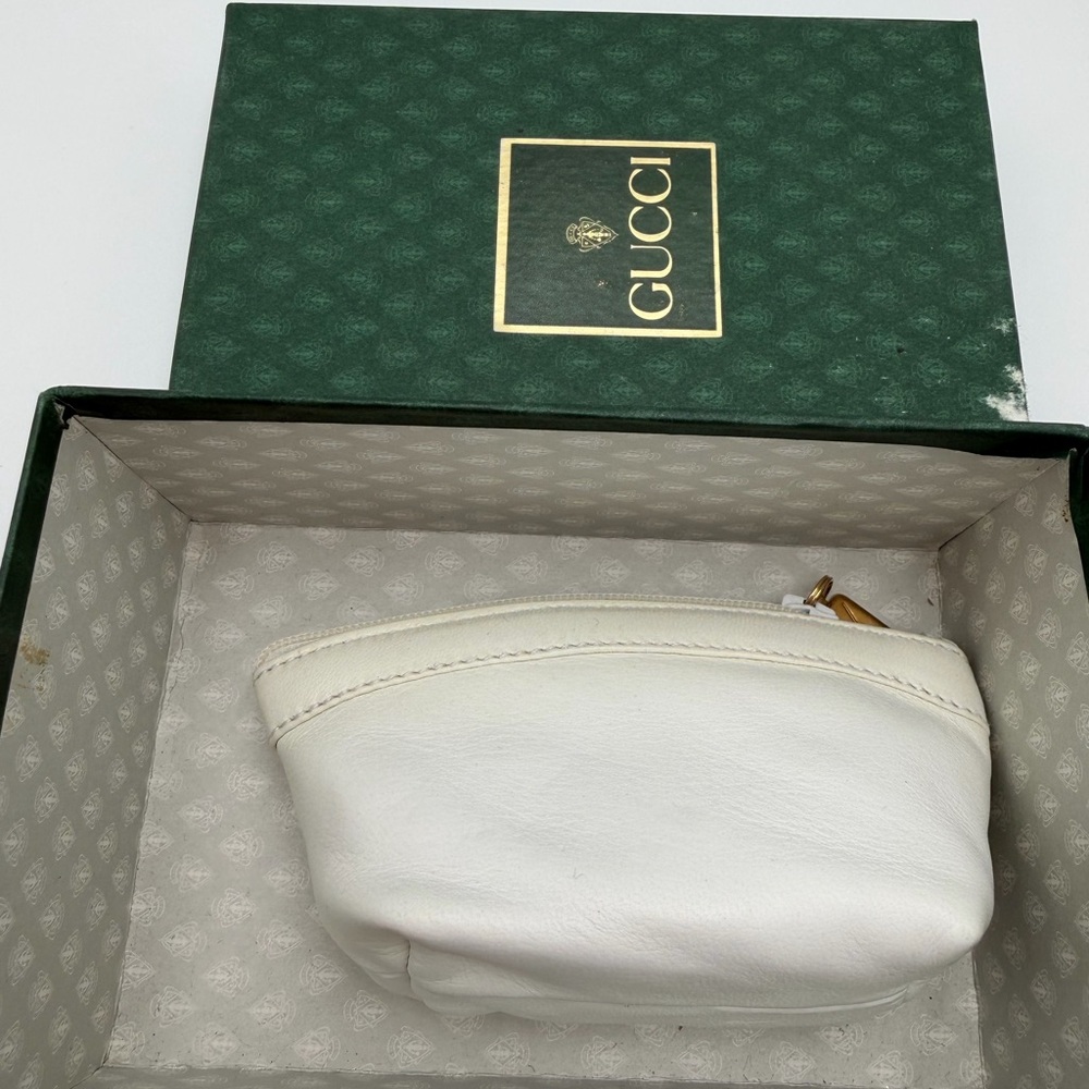 Gucci White Leather Pouch with key holder